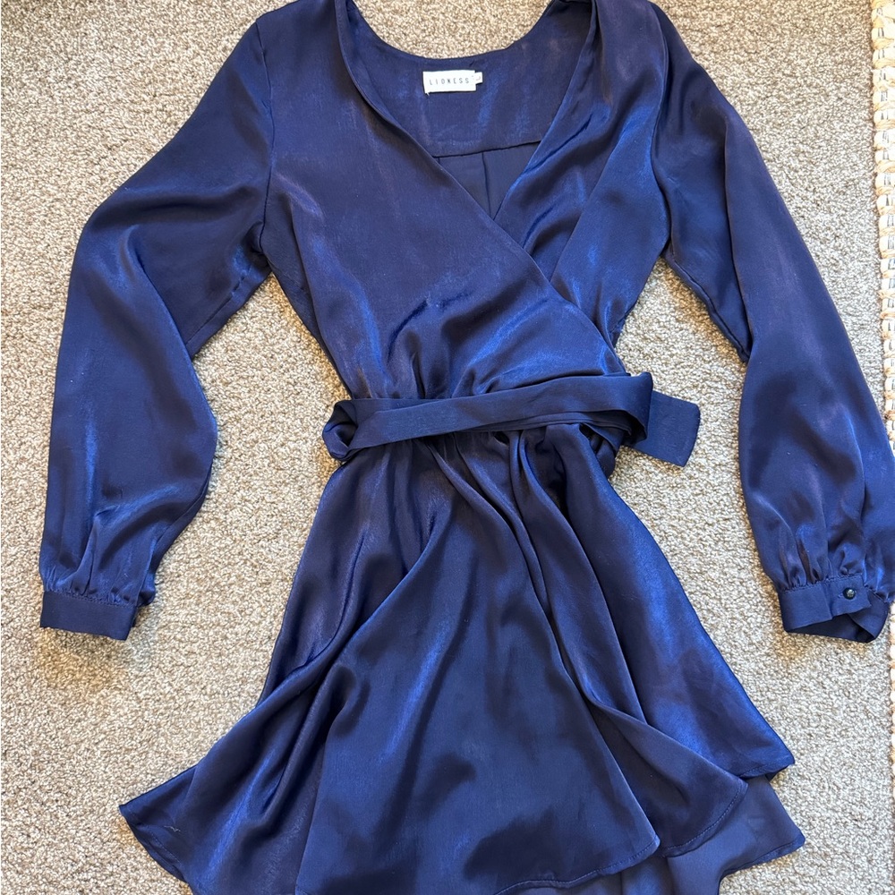Lioness Deep Blue Long Sleeve Wrap Dress